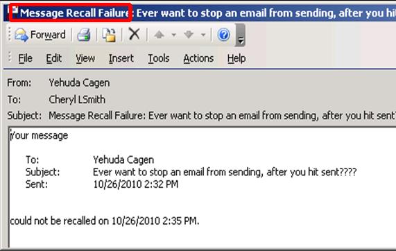 microsoft outlook recall email failure